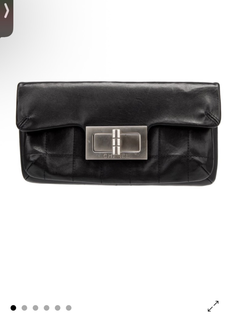 CHANEL Black Quilted Leather Clutch with Silver Turnlock - Picture 2 of 6